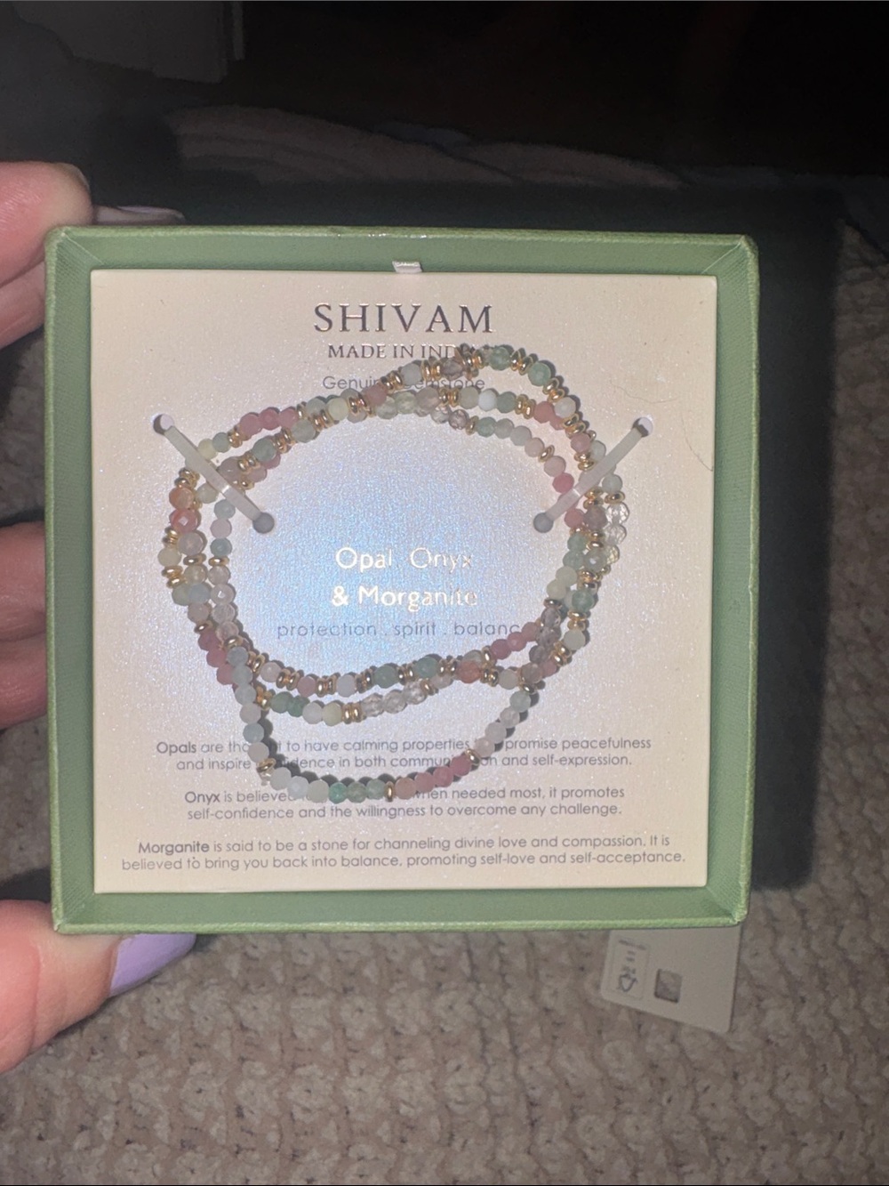 Shivam Opal, Onyx & Morganite Multi‑Bead Bracelet - Pastel Mix